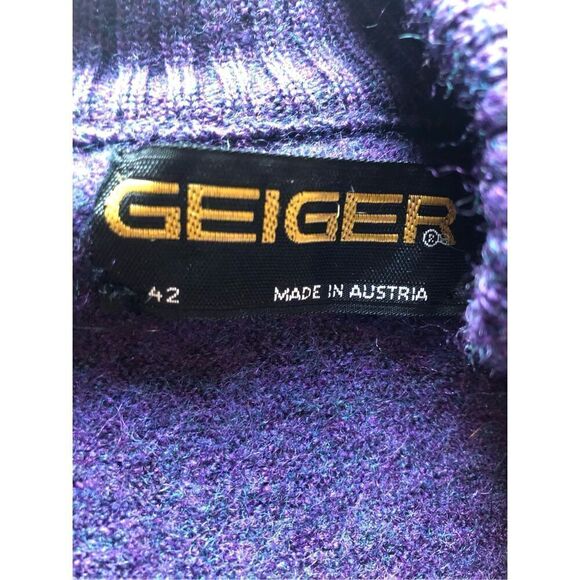 BEAUTIFUL Geiger 100% Wool Vintage Full Length Overcoat Sweater Jacket 42 - Picture 11 of 16